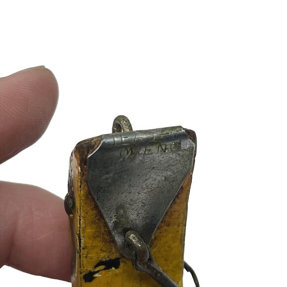 South Bend Teas Oreno Wood Tack Eye Vintage Crankbait Fishing Lure Yellow - Picture 5 of 9